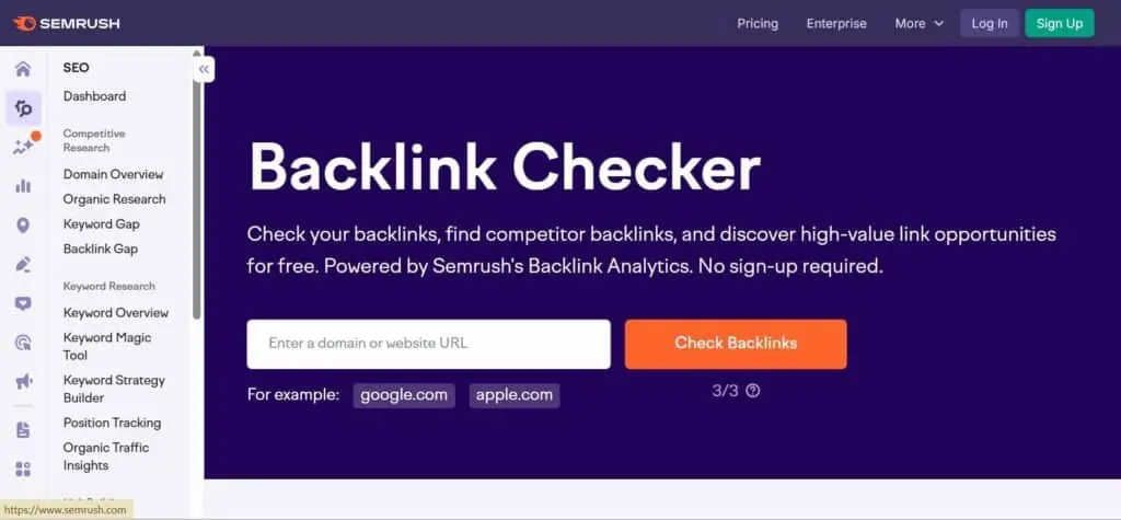 Check Anchor Text using semrush