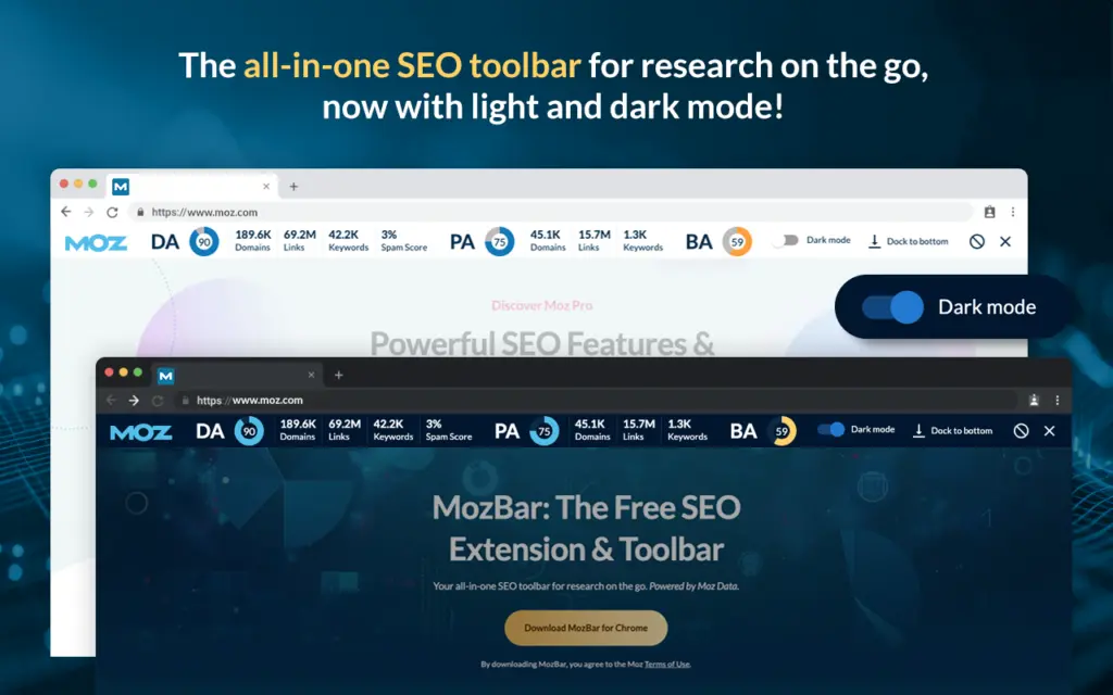 MozBar SEO Chrome extensions