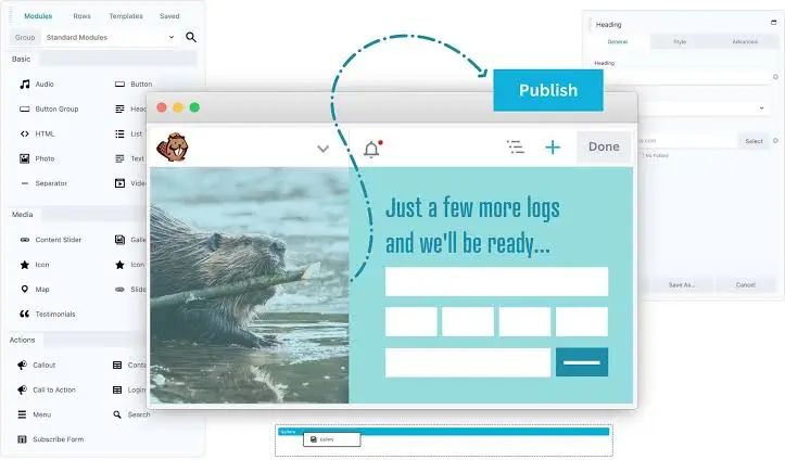 Beaver Builder page editor, a lightweight WordPress page builder