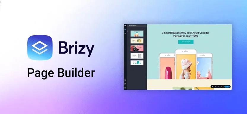 Brizy drag-and-drop builder for WordPress pages