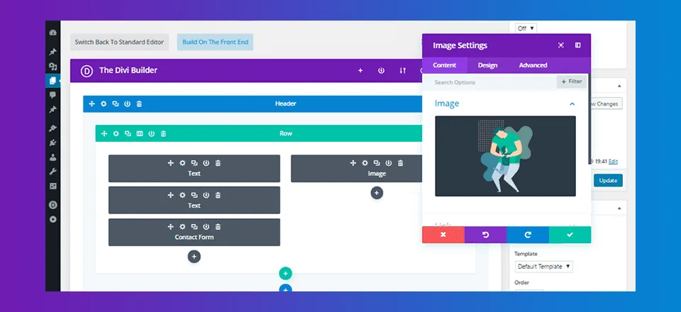Divi theme builder interface, a top pick among best page builders for WordPress
